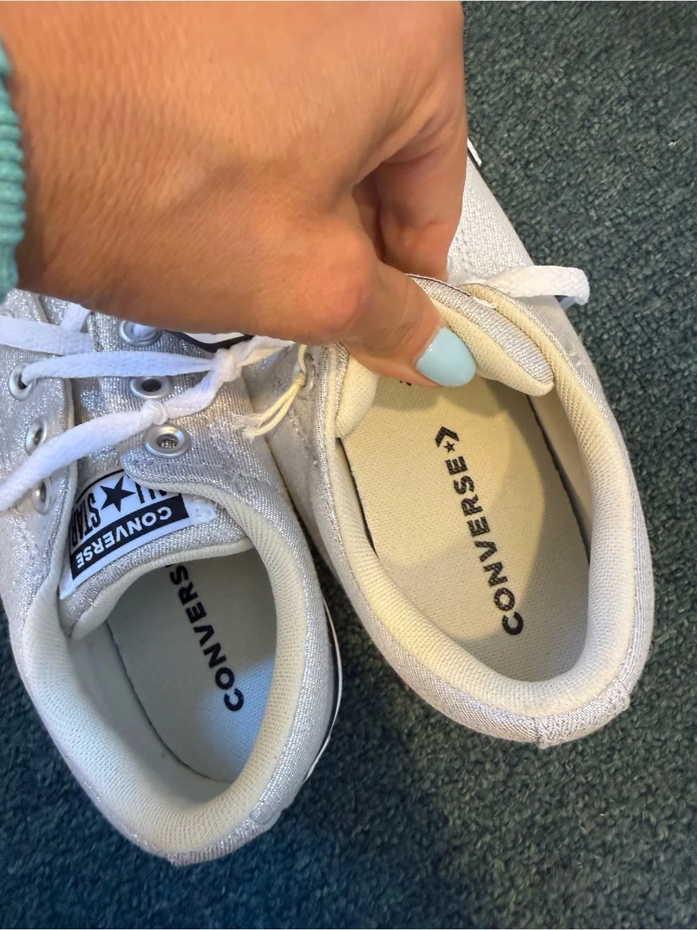 Converse Kids Silver Low-Top Glitter Sneakers